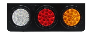 ไฟท้าย LED กลม 3 ดวง ขอบดำ แป้นดำ ซ้าย+ขวา
