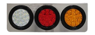 ไฟท้าย LED กลม 3 ดวง ขอบดำ แป้น โครเมี่ยม ซ้าย+ขวา