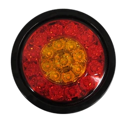 ไฟท้ายกลม LED 21 จุด สีแดง+เหลือง ขอบยางดำ