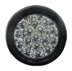 ไฟท้ายกลม LED 16 จุด สีขาว ขอบยางดำ