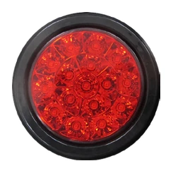 ไฟท้ายกลม LED 16 จุด สีแดง ขอบยางดำ