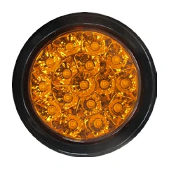 ไฟท้ายกลม LED 16 จุด สีเหลือง ขอบยางดำ